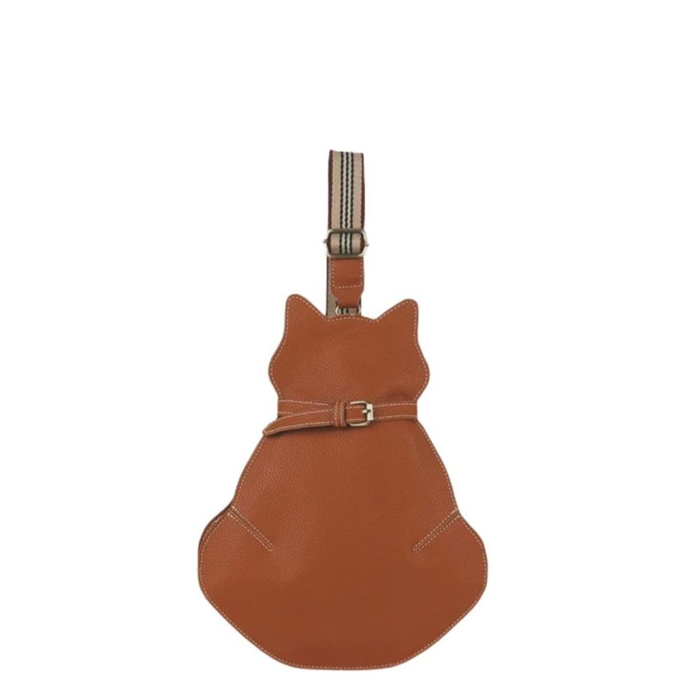 Novely Cat Shaped Sling Handbags Faux Leather Cross Chest Shoulder Bag Purse xD